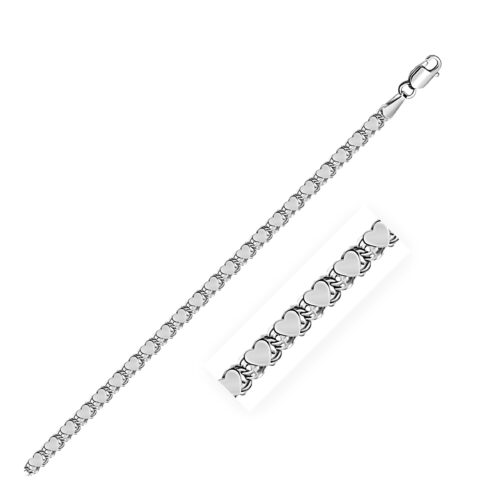 Size: 5.5” – 2.9mm 14k White Gold Heart Bracelet