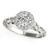 Size: 6.5 – 14k White Gold Halo Antique Style Round Diamond Engagement Ring (5/8 cttw)