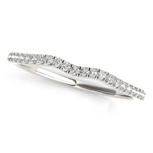 Size: 7.5 – 14k White Gold Wave Theme Diamond Wedding Band (1/8 cttw)