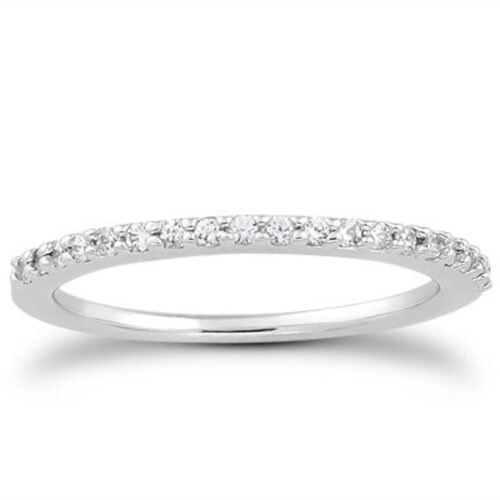 Size: 4 – 14k White Gold Slim Profile Diamond Micro Prong Diamond Wedding Ring Band
