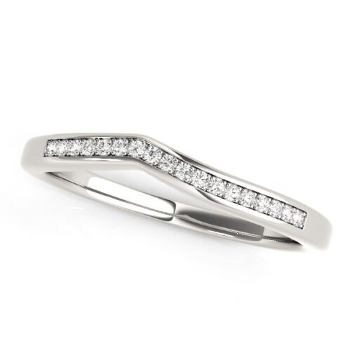 Size: 3.5 – 14k White Gold Modern Curved Design Diamond Wedding Band (1/10 cttw)