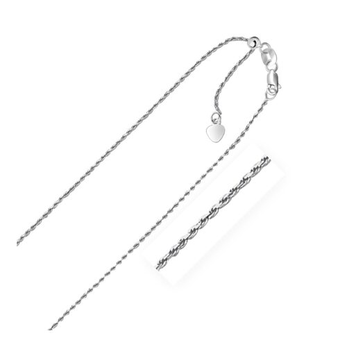 Size: 22” – 14k White Gold Adjustable Rope Chain (0.95 mm)