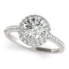 Size: 5 – 14k White Gold Classic Round Diamond Pave Design Engagement Ring (1 1/2 cttw)