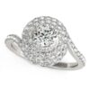 Size: 8.5 – 14k White Gold Round Diamond Spiral Design Engagement Ring (1 1/8 cttw)