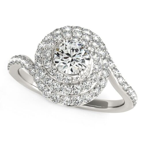 Size: 8.5 – 14k White Gold Round Diamond Spiral Design Engagement Ring (1 1/8 cttw)