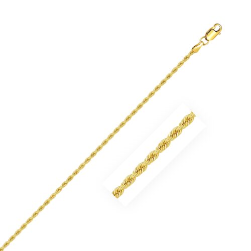 Size: 16” – 14k Yellow Gold Solid Rope Chain (1.80 mm)