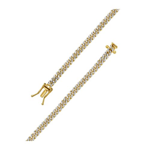 Size: 18 – Classic Miami Cuban White Pave Solid Chain in 14k Yellow Gold (4.00 mm)