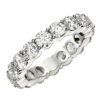 Size: 4 – Round Cut Lab Grown Diamond Eternity Ring in 14k White Gold (3 cttw FG/VS2)