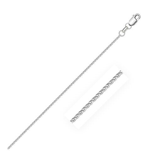 Size: 16 – 18k White Gold Round Wheat Chain (1.40 mm)