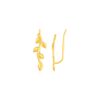 Leafy Branch Motif Climber Earrings in 14k Yellow Gold