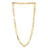 Size: 18 – 14k Yellow Gold Italian Alternating Paperclip Round Links Chain Necklace