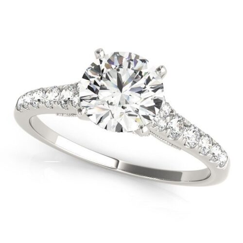 Size: 7.5 – 14k White Gold Diamond Engagement Ring With Single Row Band (1 3/4 cttw)