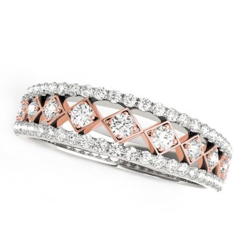 Size: 9 – 14k White And Rose Gold Diamond Band (3/8 cttw)