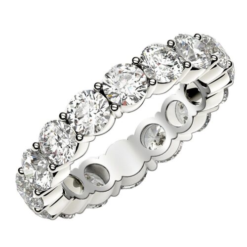 Size: 8.5 – Round Cut Lab Grown Diamond Eternity Ring in 14k White Gold (4 cttw FG/VS2)