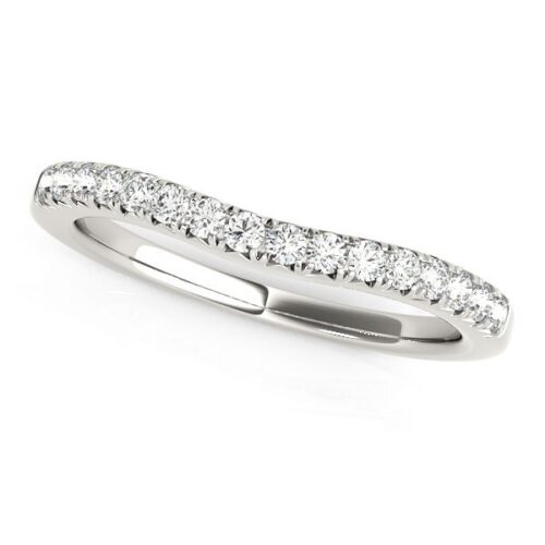 Size: 5.5 – 14k White Gold Pave Set Round Curved Wedding Band (1/4 cttw)