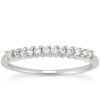 Size: 4.5 – 14k White Gold Raised Shared Prong Diamond Wedding Ring Band