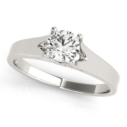 Size: 6 – 14k White Gold Prong Set Style Solitaire Diamond Engagement Ring (1/2 cttw)
