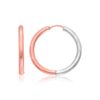 14k Rose & White Gold Hinged Hoop Earrings(2.5x20mm)