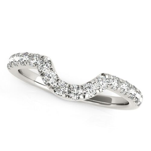 Size: 8.5 – 14k White Gold Curved Diamond Wedding Band (3/8 cttw)