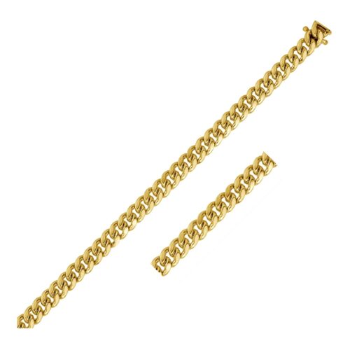 Size: 24” – 14k Yellow Gold Classic Miami Cuban Solid Chain (4.90 mm)