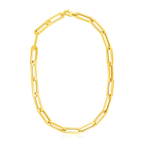 Size: 18” – 14k Yellow Gold Extra Wide Paperclip Chain Necklace