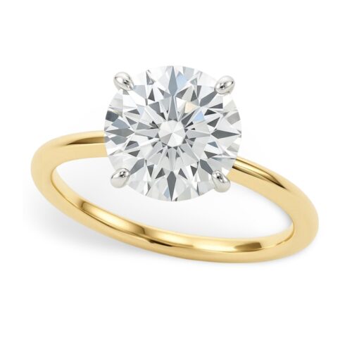 Size: 3.5 – 2 Carat Round Lab Grown IGI G/VS1 Diamond Solitaire Ring in 10K Yellow Gold