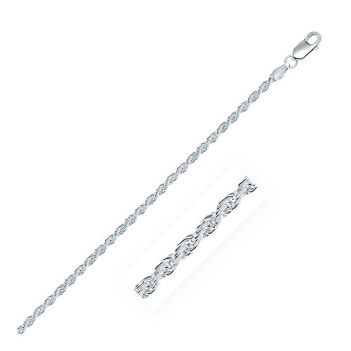 Size: 30” – Sterling Silver Diamond Cut Rope Style Chain (2.90 mm)