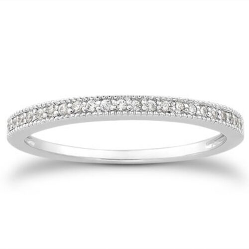 Size: 8 – 14k White Gold Diamond Micro Pave Diamond Milgrain Wedding Ring Band