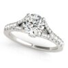 Size: 7.5 – 14k White Gold Split Shank Prong Set Diamond Engagement Ring (1 3/8 cttw)
