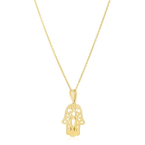 Size: 18” – 14k Yellow Gold High Polish Hamsa Amulet Necklace