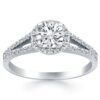 Size: 5.5 – 14k White Gold Diamond Halo Split Shank Engagement Ring