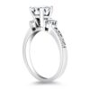 Size: 7 – 14k White Gold Three Stone Engagement Ring with Diamond Band