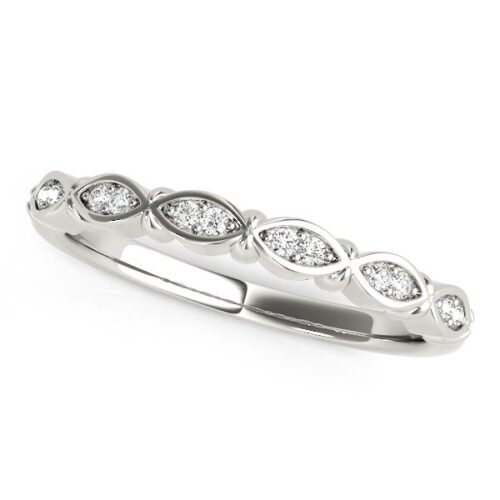 Size: 3.5 – 14k White Gold Unique Infinity Design Diamond Wedding Band (1/10 cttw)