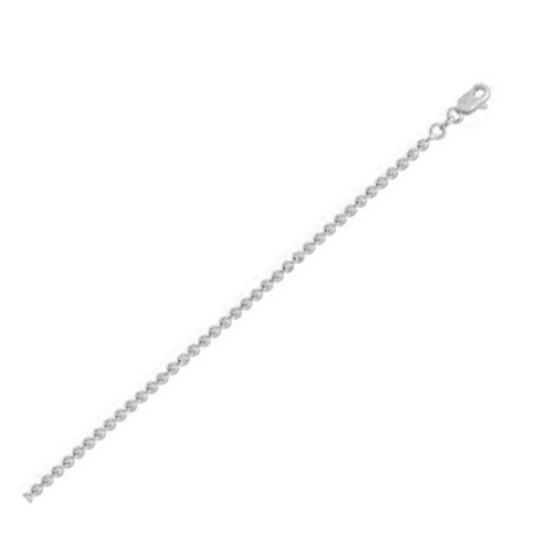 Size: 20 – Moon Cut Bead Chain in 14k White Gold (2.50 mm)