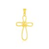 14k Yellow Gold Looped Knot Style Cross Pendant