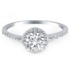 Size: 7.5 – 14k White Gold Diamond Halo Collar Engagement Ring