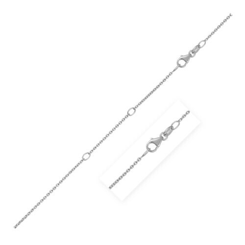 Size: 18” – Double Extendable Diamond Cut Cable Chain in White Gold (1.10 mm)