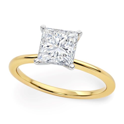 Size: 4.5 – 1.50Ct Princess Lab Grown IGI G/VS1 Diamond Ring in 10K Yellow Gold