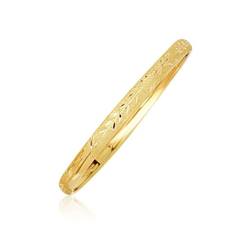 Size: 5” – 10k Yellow Gold Dome Childrens Diamond Cut Florentine Bangle
