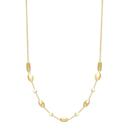 Size: 24 – Adjustable Puff Pebble Necklace in 14K Yellow Gold