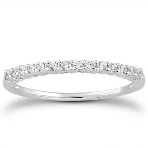 Size: 6.5 – 14k White Gold Shared Prong Diamond Wedding Ring Band with Airline Gallery