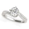 Size: 7.5 – 14k White Gold Spiral Design Pronged Diamond Engagement Ring (1 1/8 cttw)