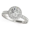 Size: 4 – 14k White Gold Milgrain Border Diamond Pave Engagement Ring (1 1/2 cttw)