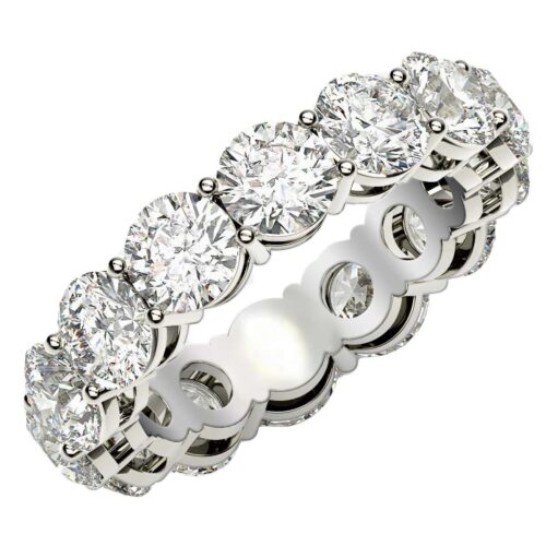 Size: 4.5 – Round Cut Lab Grown Diamond Eternity Ring in 14k White Gold (6 cttw FG/VS2)