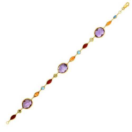Size: 7.5” – 14k Yellow Gold Bracelet with Multi-Colored Stones