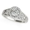 Size: 8 – 14k White Gold Diamond Engagement Ring with Baroque Shank Design (1 1/8 cttw)