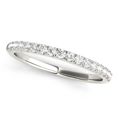 Size: 6.5 – 14k White Gold Diamond Scallop Setting Wedding Band (1/3 cttw)