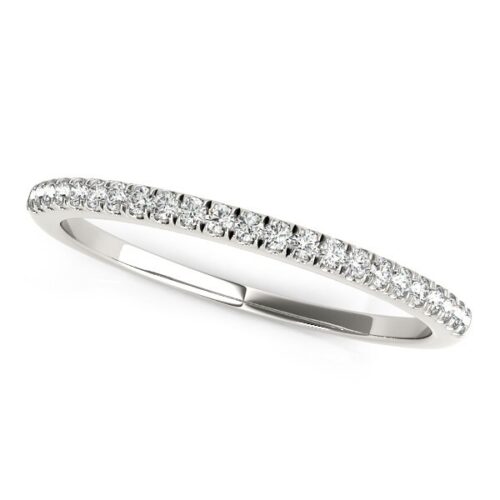 Size: 5.5 – 14k White Gold Scallop Style Setting Diamond Wedding Band (1/8 cttw)