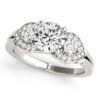 Size: 5 – 14k White Gold 3 Stone Diamond Engagement Antique Style Ring (1 3/8 cttw)