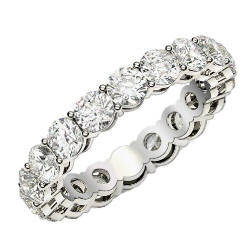 Size: 9 – Round Cut Lab Grown Diamond Eternity Ring in 14k White Gold (2 cttw FG/VS2)